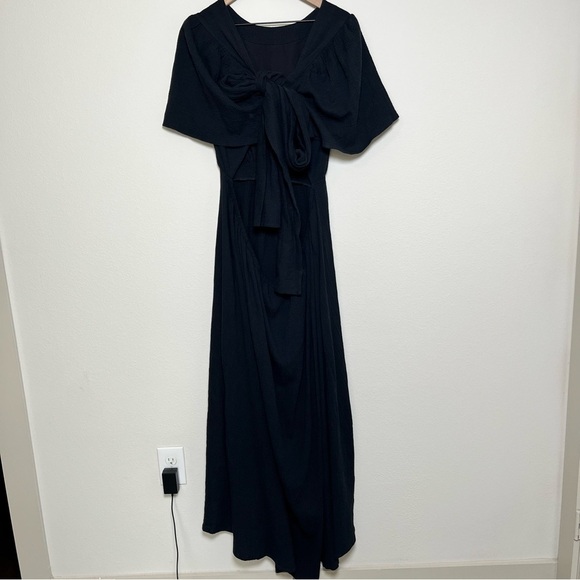 Eloquii Women Plus Size Maxi Dress 3X Black Tie Open Back Cottage Boho 22 - Picture 5 of 11